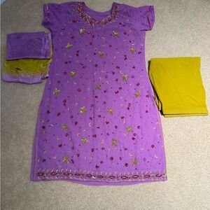 Purple and gold Pakistani Indian salwar kameez